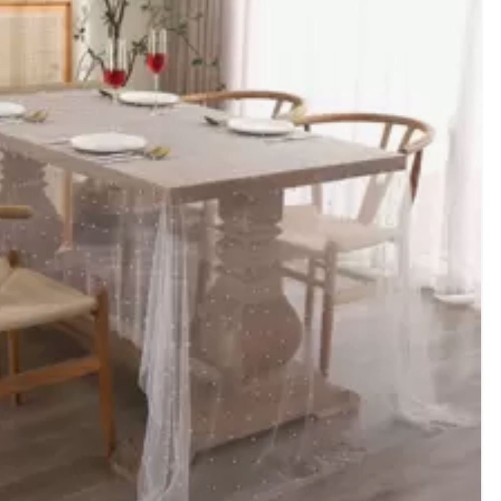 Elegant Cream Tablecloth with Sheer Overlay